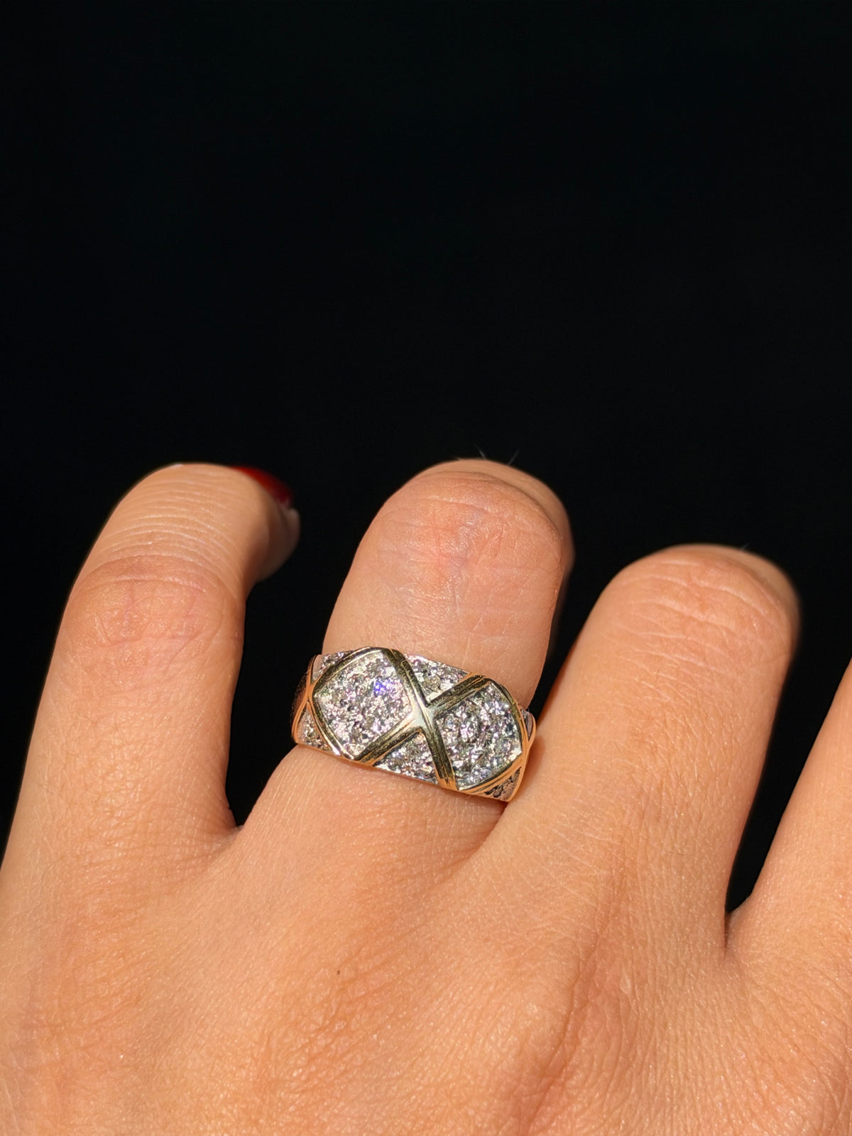 14k pave diamond dome ring