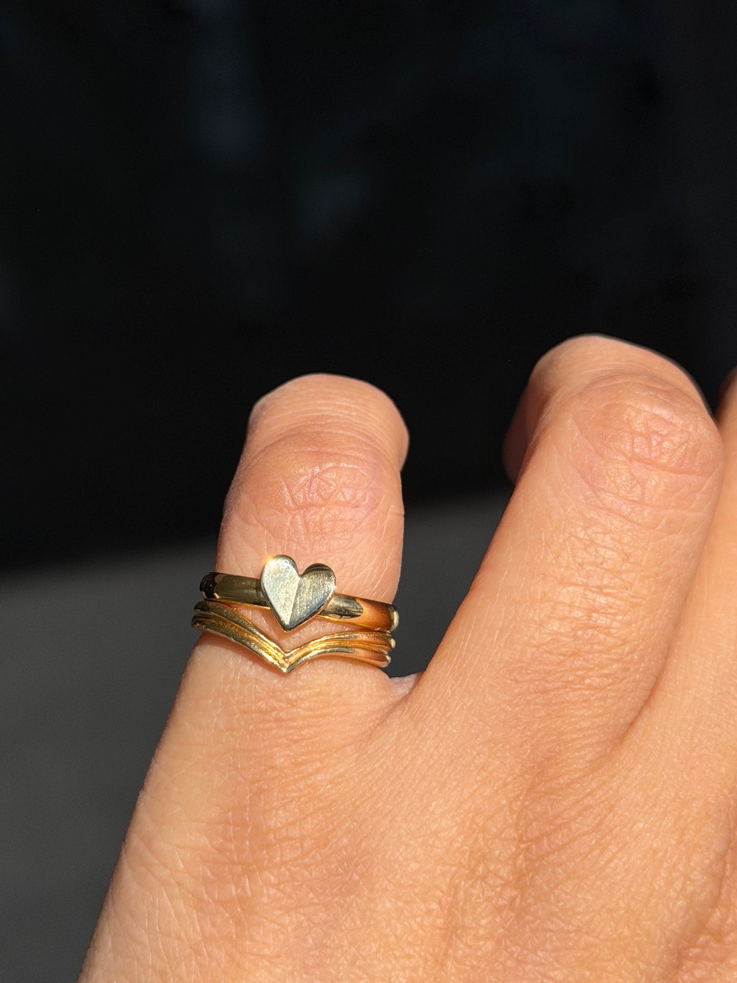 14k Chevron wishbone ring