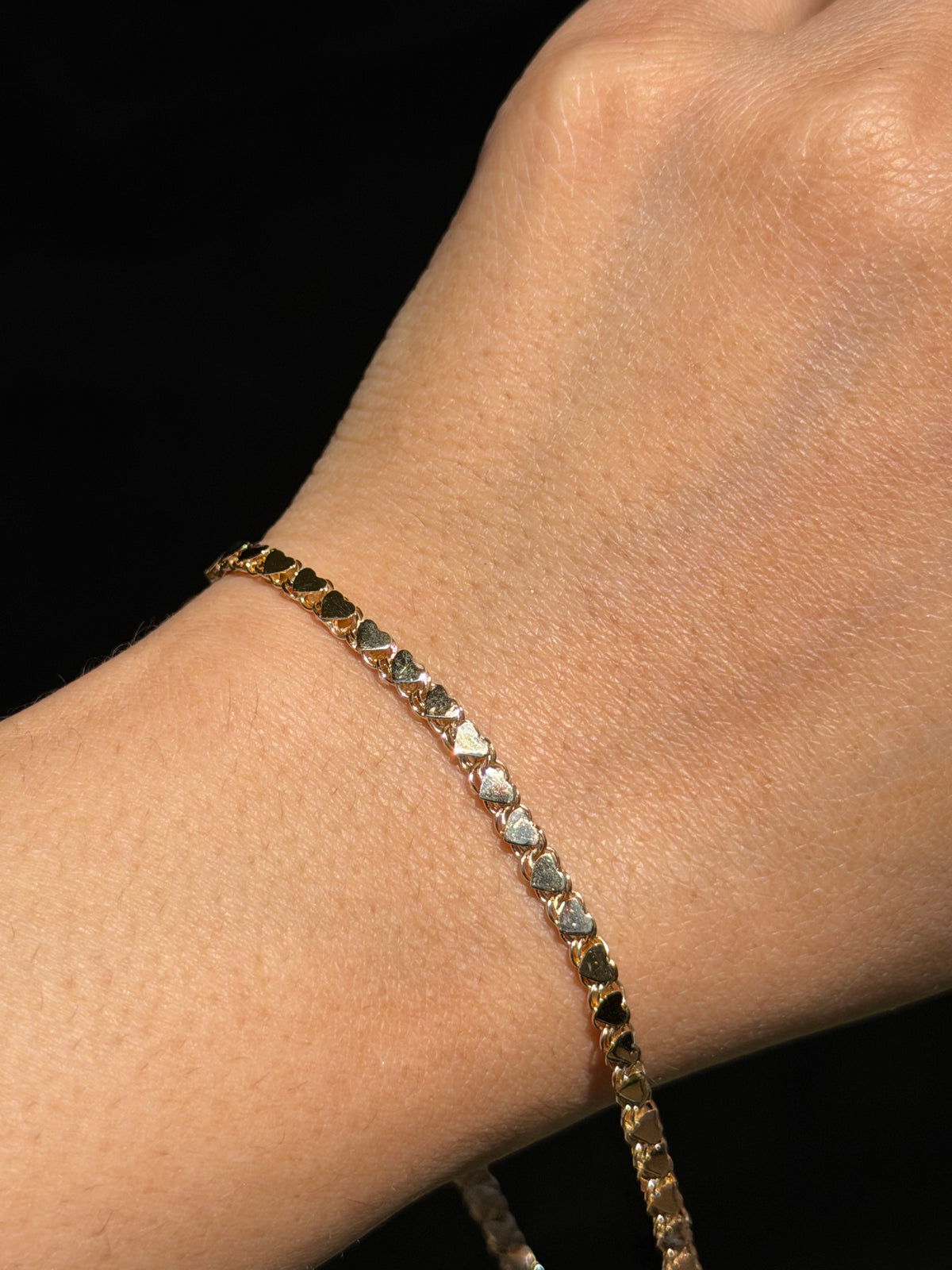 14k Double sided Heart Anklet