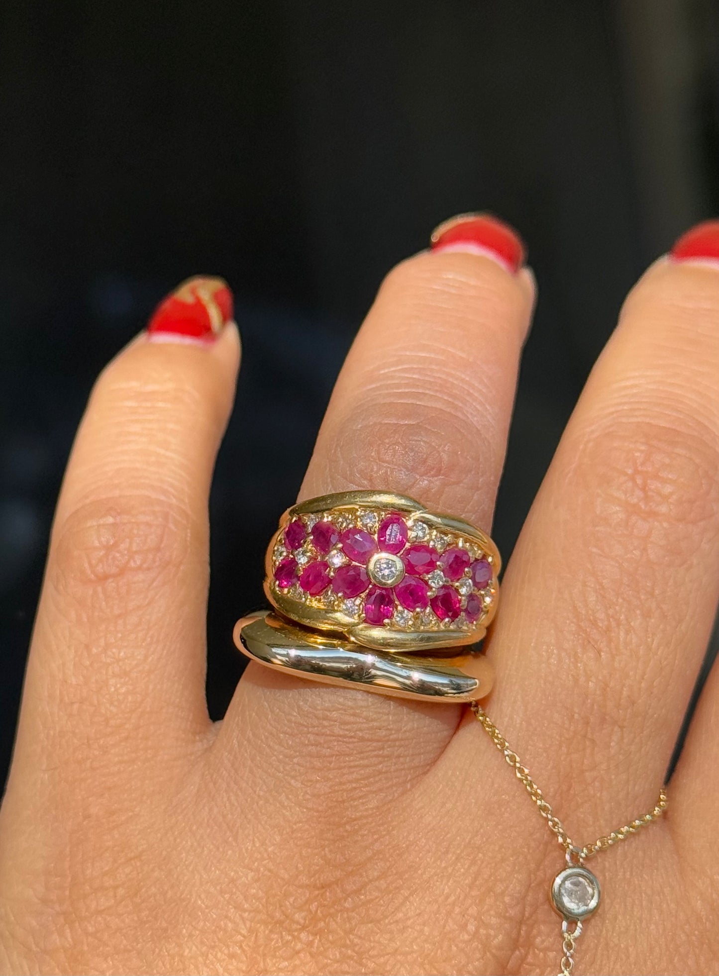 18k rubies and diamonds Chunky wide ring