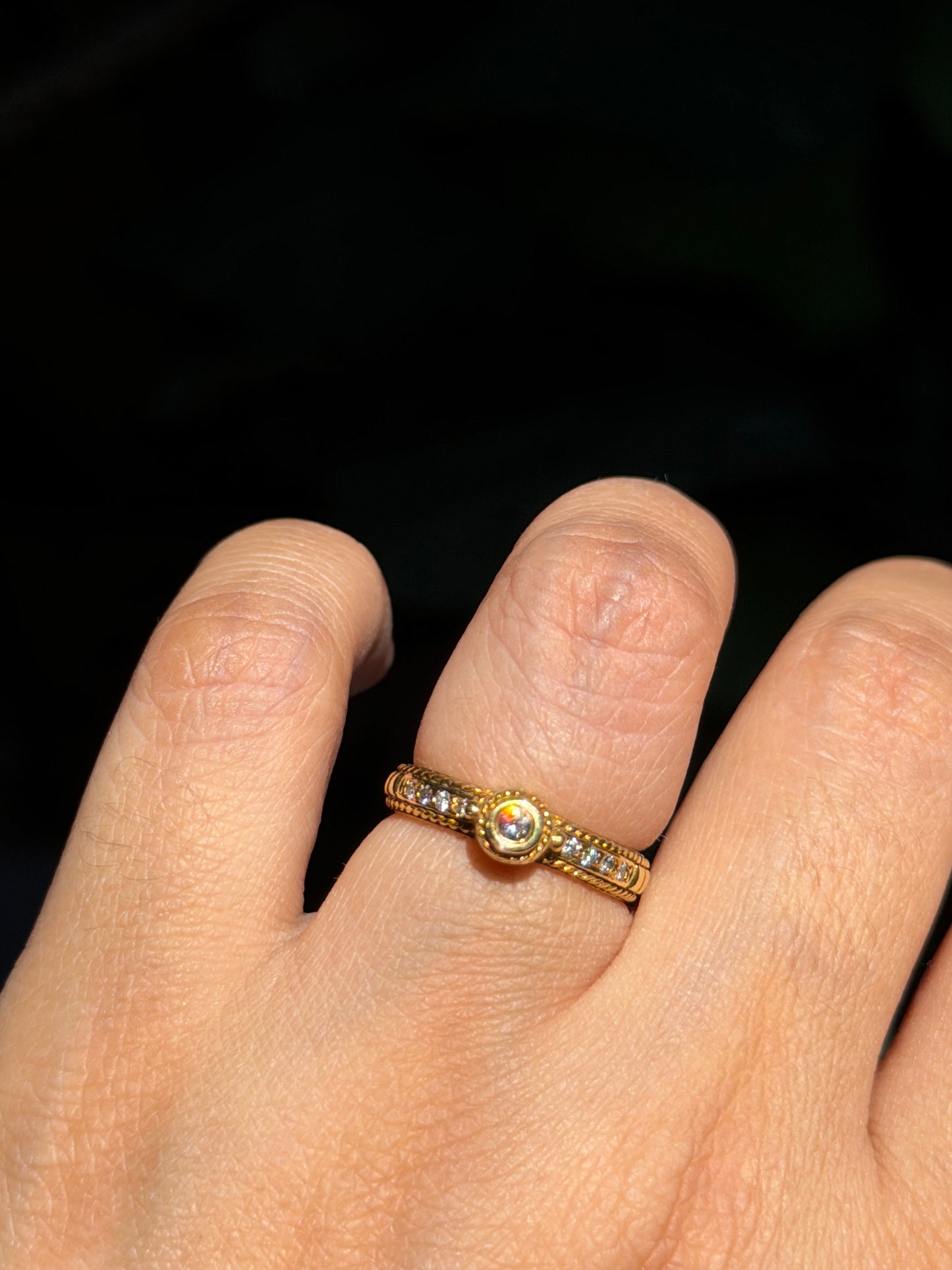 18k textured diamond eternity ring