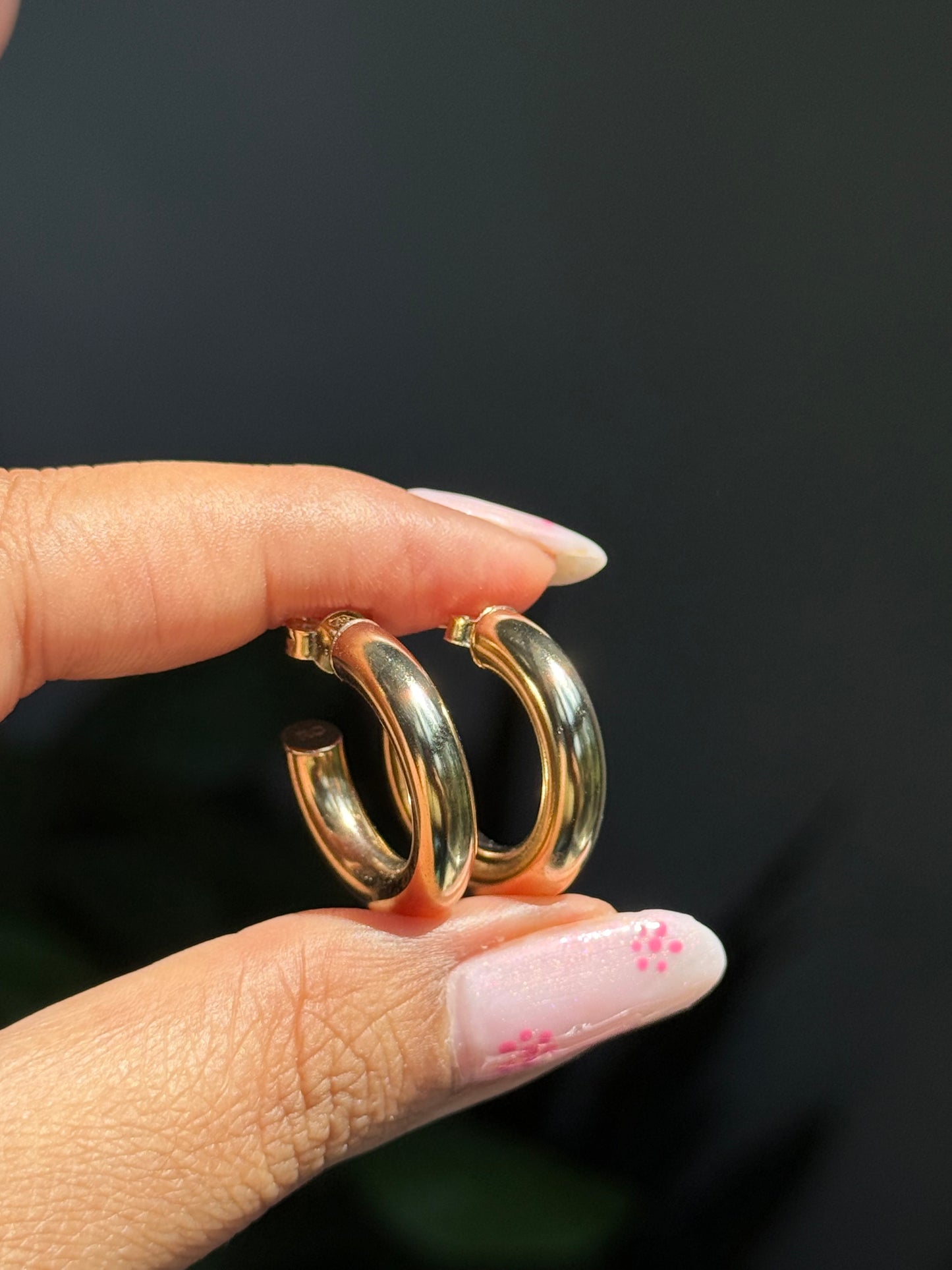 14k Chubby tube hoop earrings
