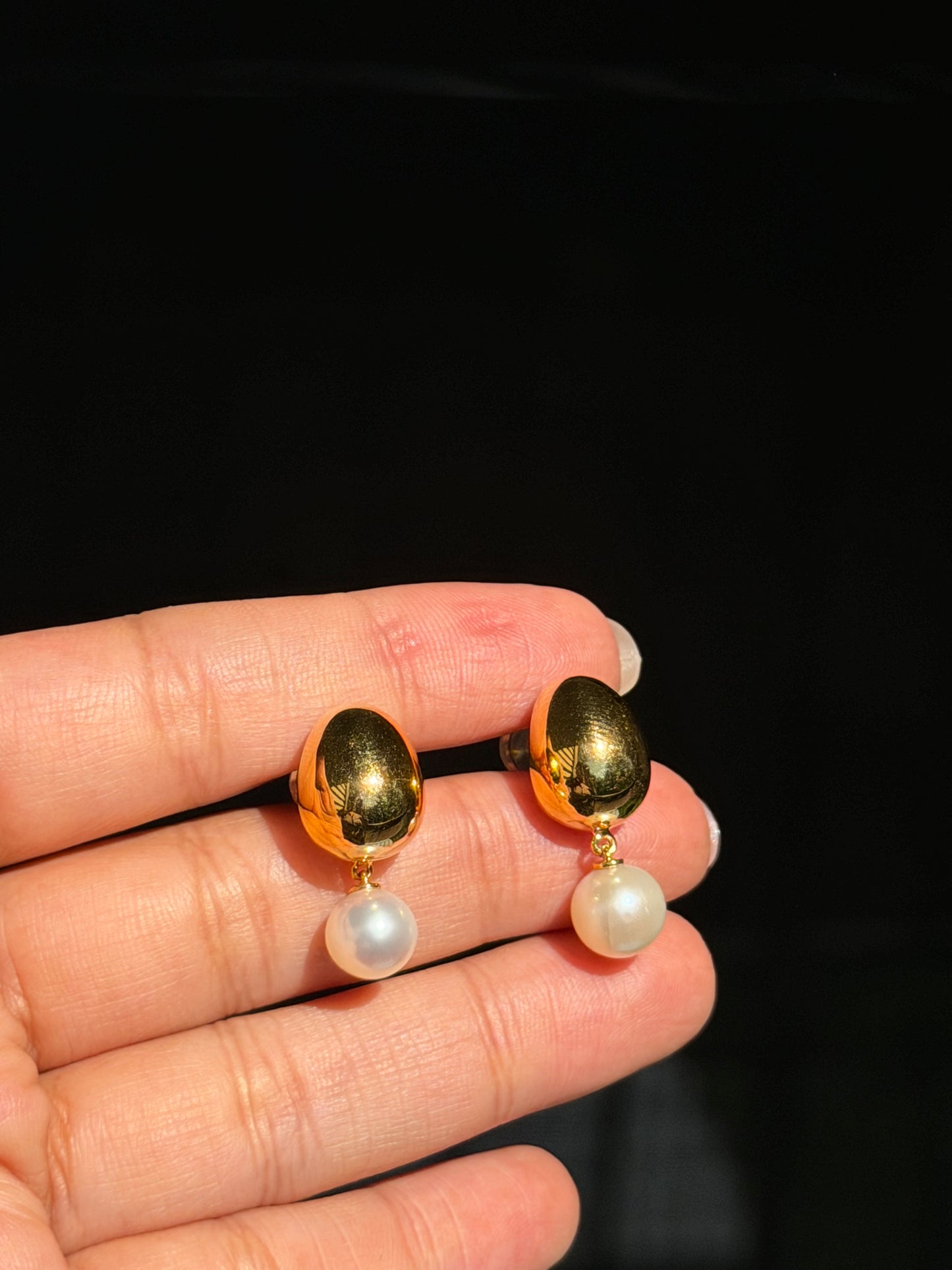 14k puffy drop dangle pearl earrings ✨