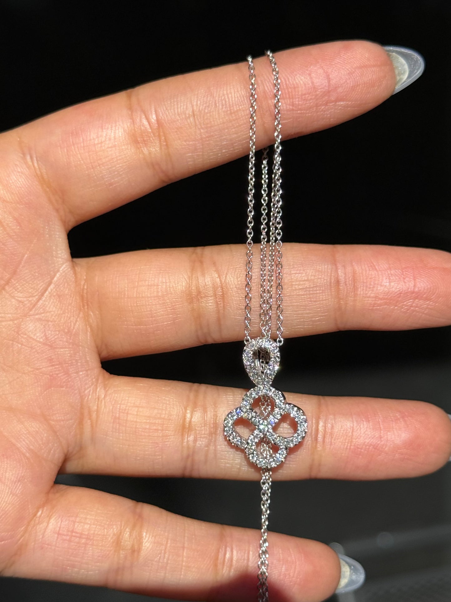 14k diamond Quatrefoil Necklace & Earrings