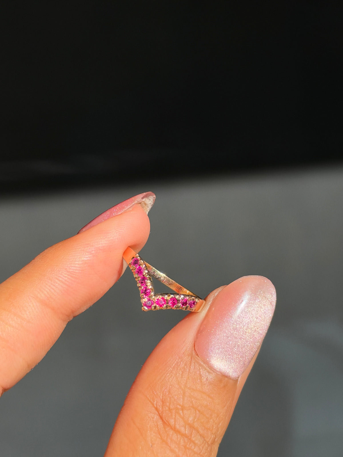 14k chevron ruby band