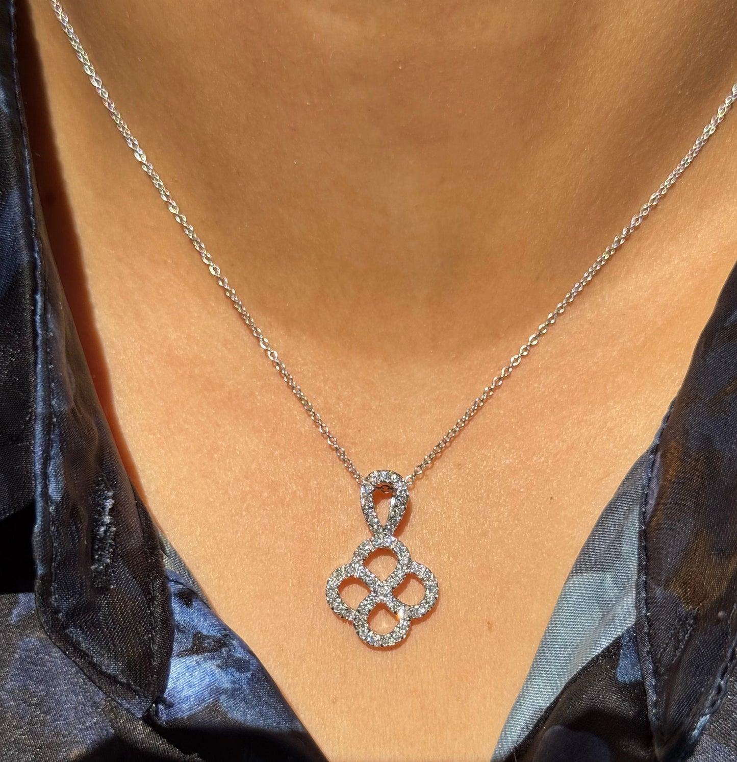 14k diamond Quatrefoil Necklace & Earrings