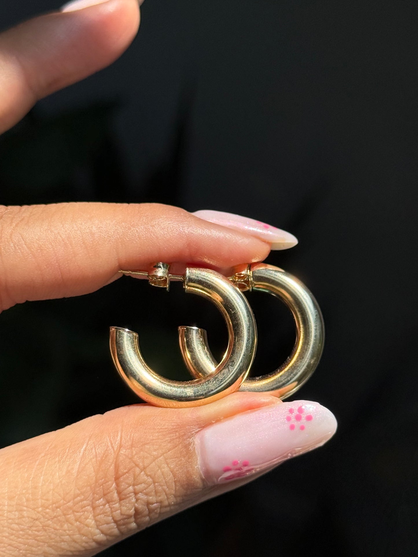 14k Chubby tube hoop earrings