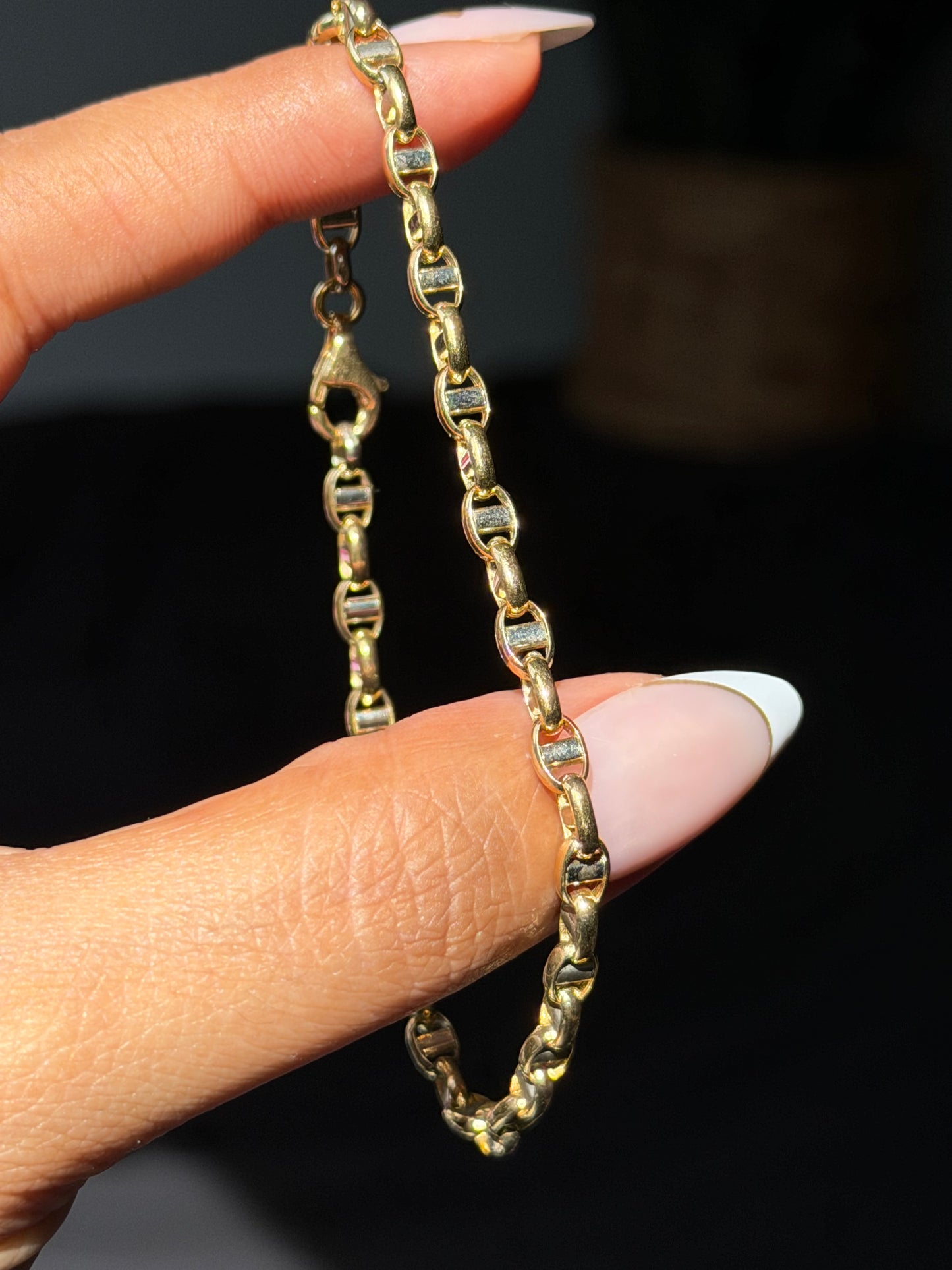 18k two tone gold Anchor link bracelet
