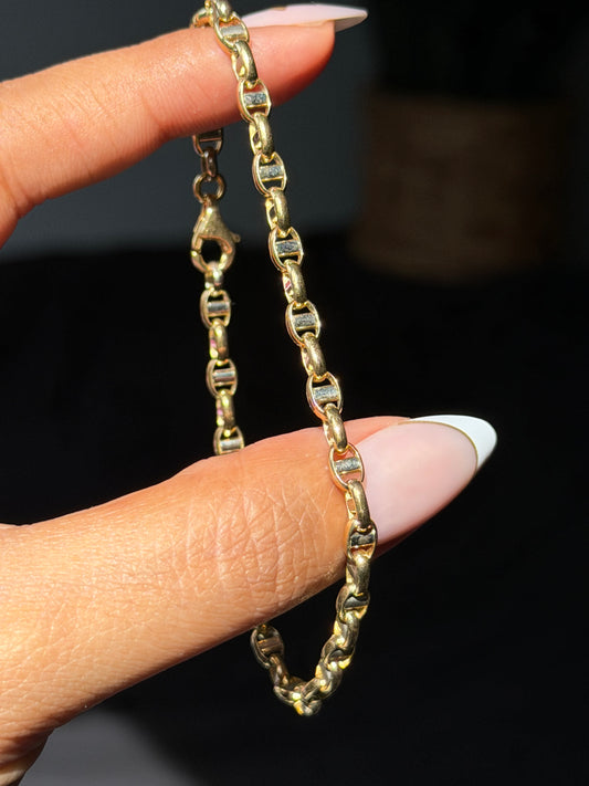 18k two tone gold Anchor link bracelet
