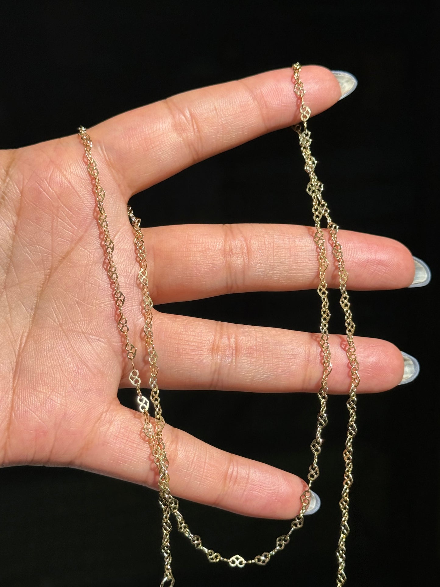 14k yellow gold heart link chain