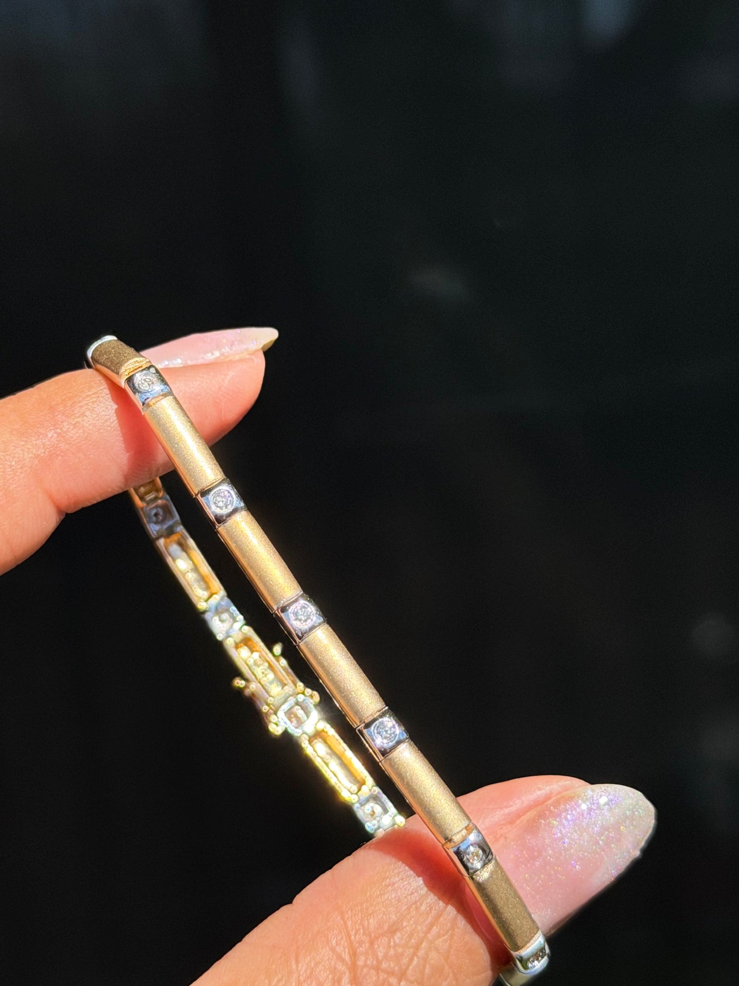 14k diamond bar link bracelet