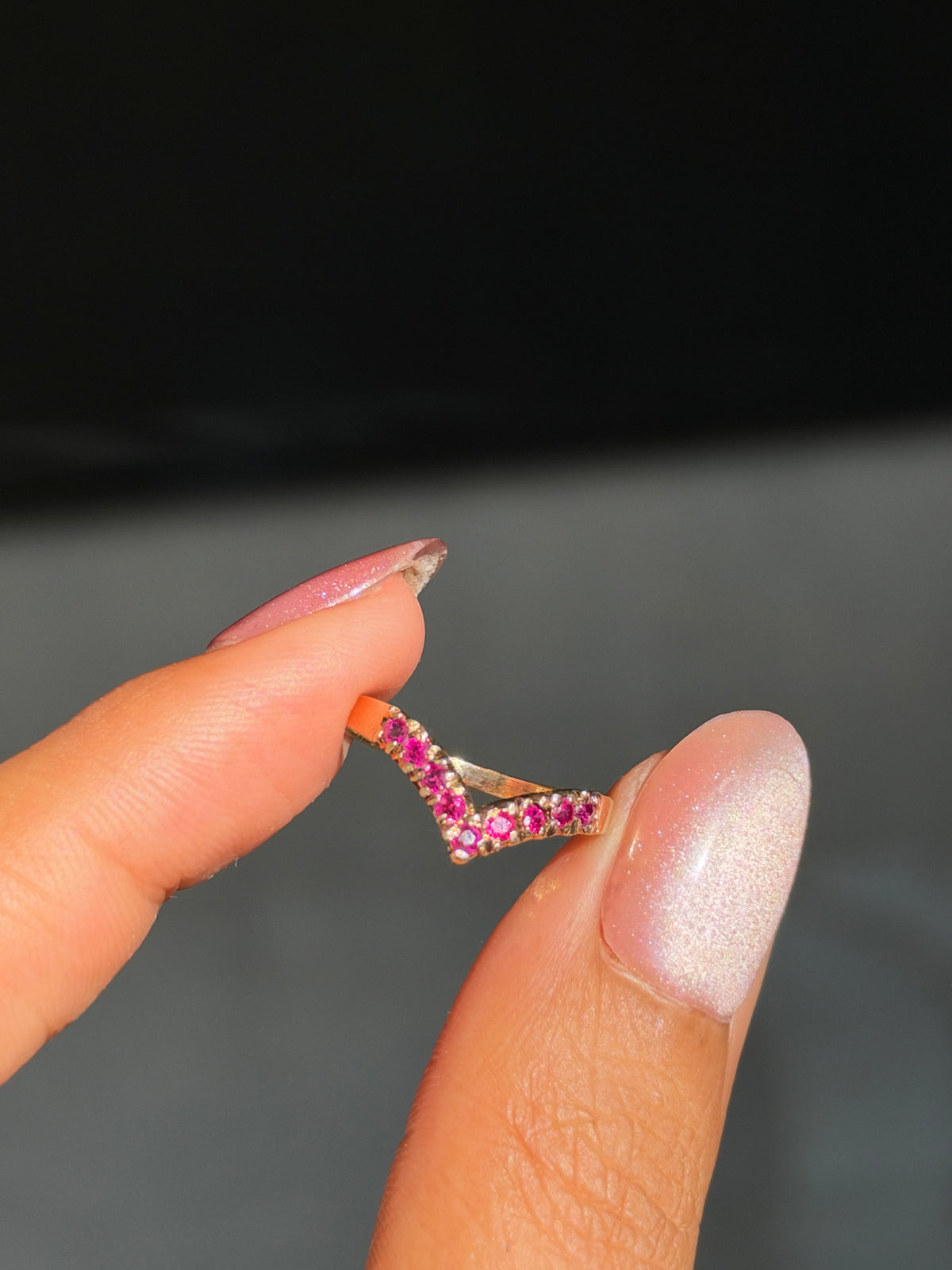 14k chevron ruby band