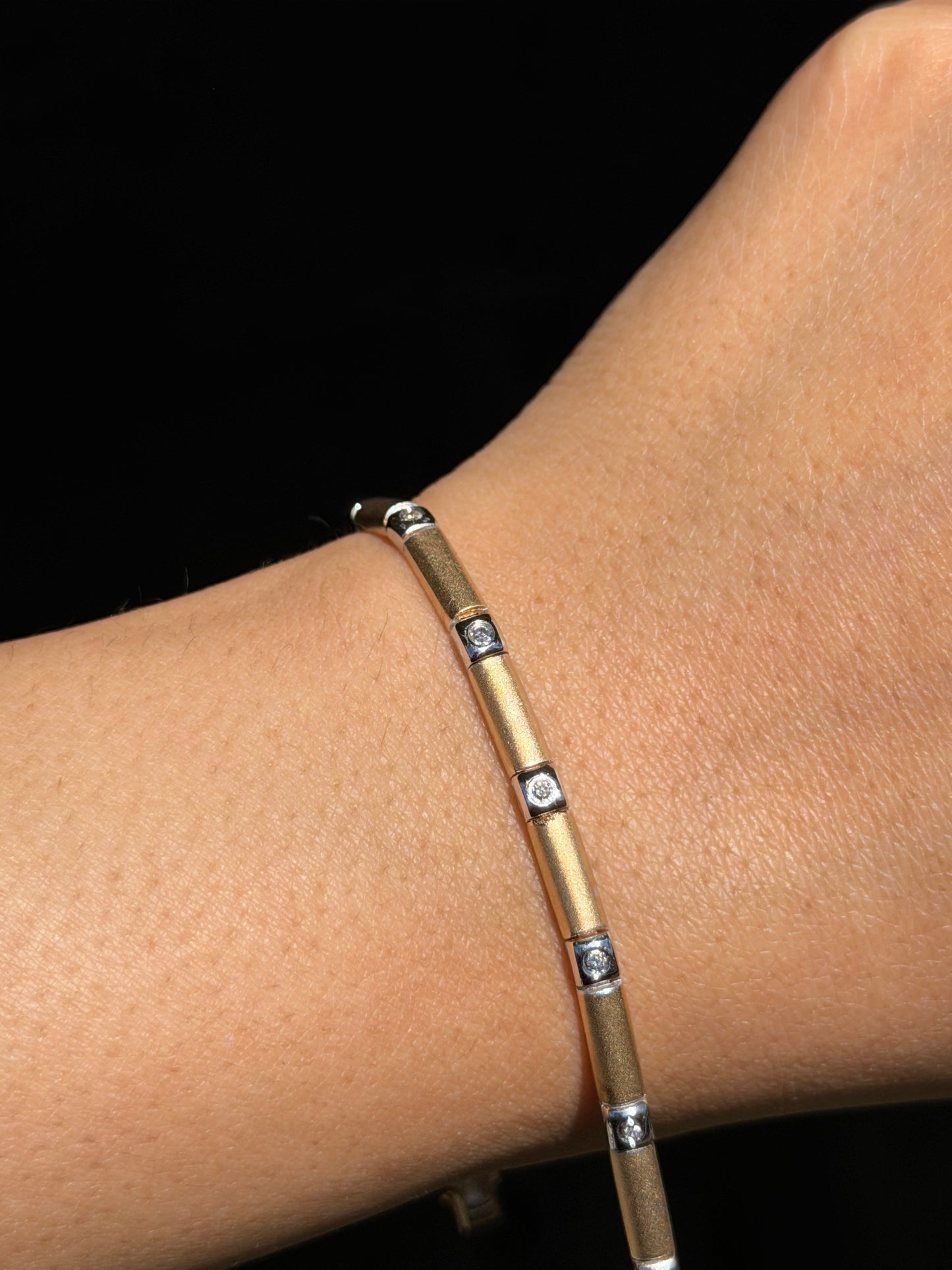 14k diamond bar link bracelet