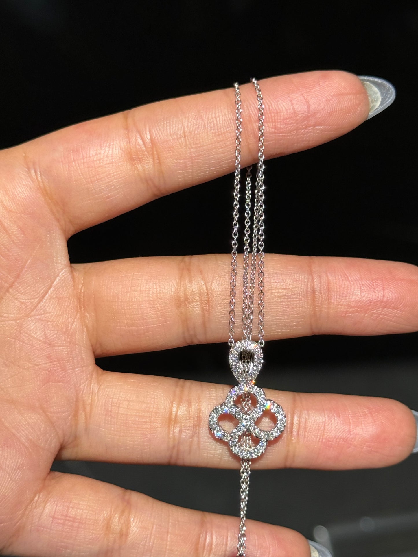 14k diamond Quatrefoil Necklace & Earrings