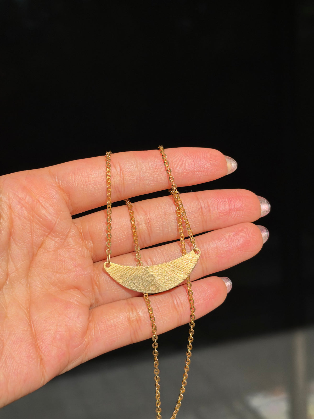 18k crescent ID necklace