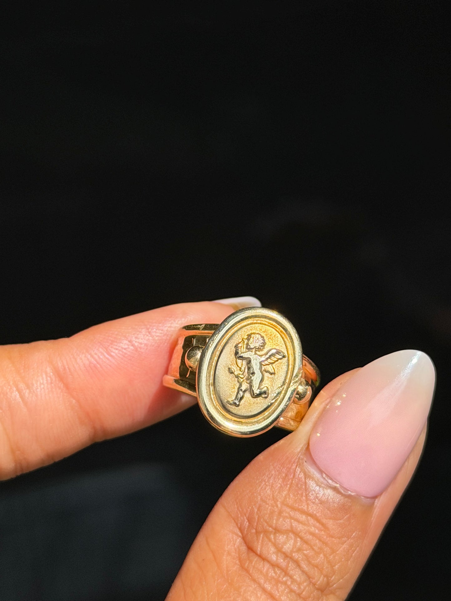 14k Italian Angel Cherub cuff Ring