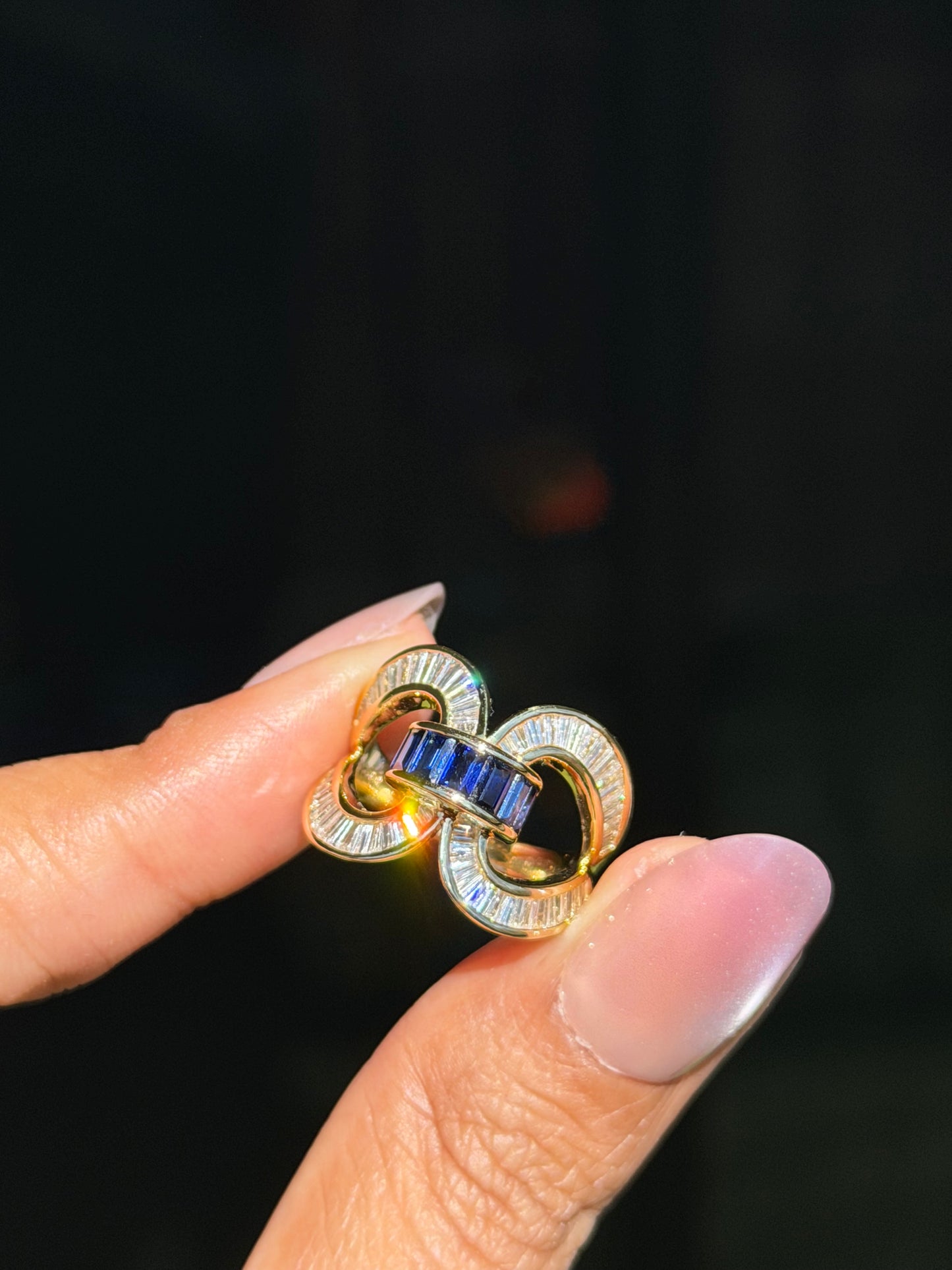 18k Channel set sapphire & diamonds Ring