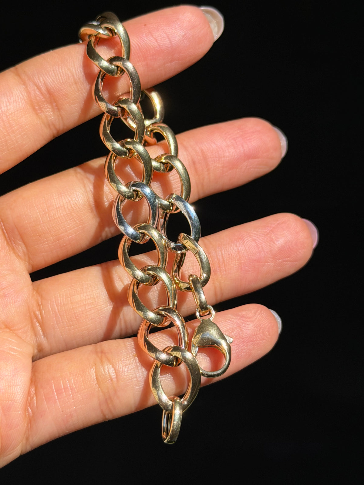 14k Italian tri tone open curb bracelet