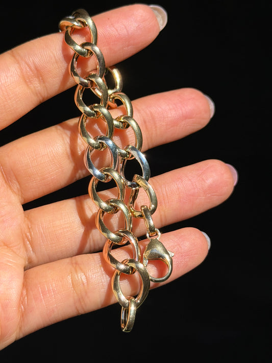 14k Italian tri tone open curb bracelet