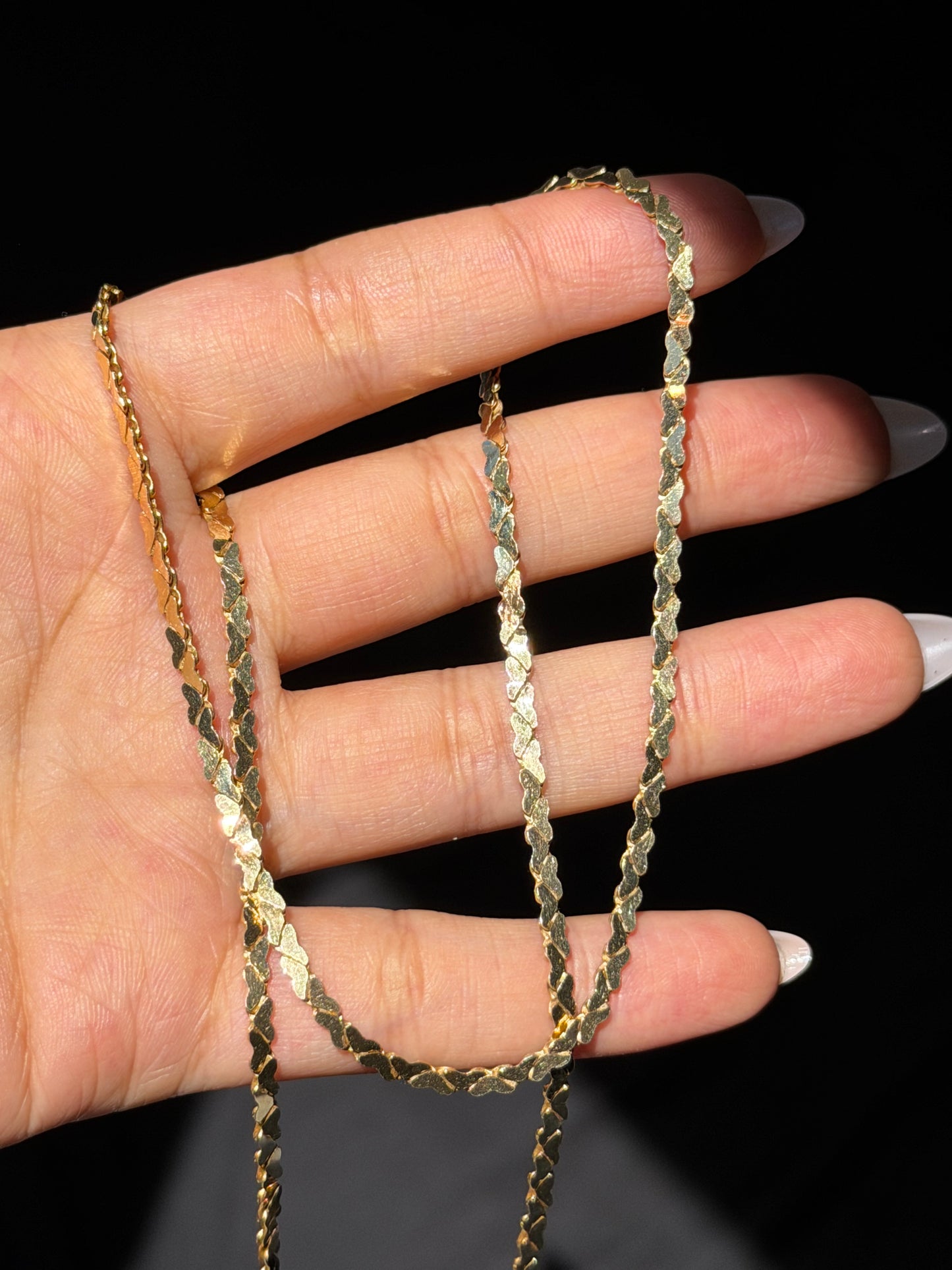 14k Heart serpent chain