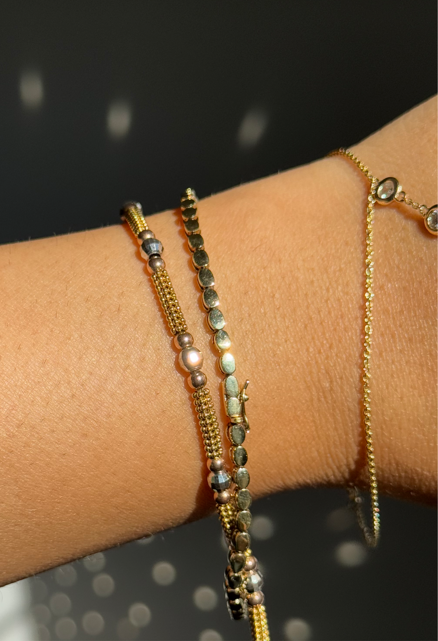 14k Italian Popcorn X Disco ball bracelet