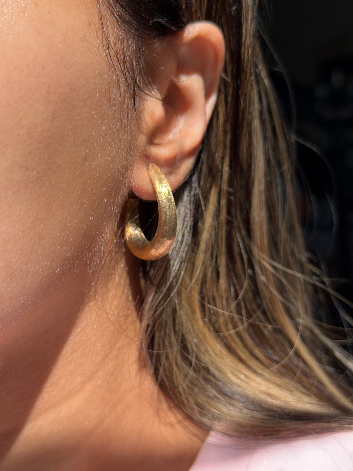 14k satin finish J hoop earrings