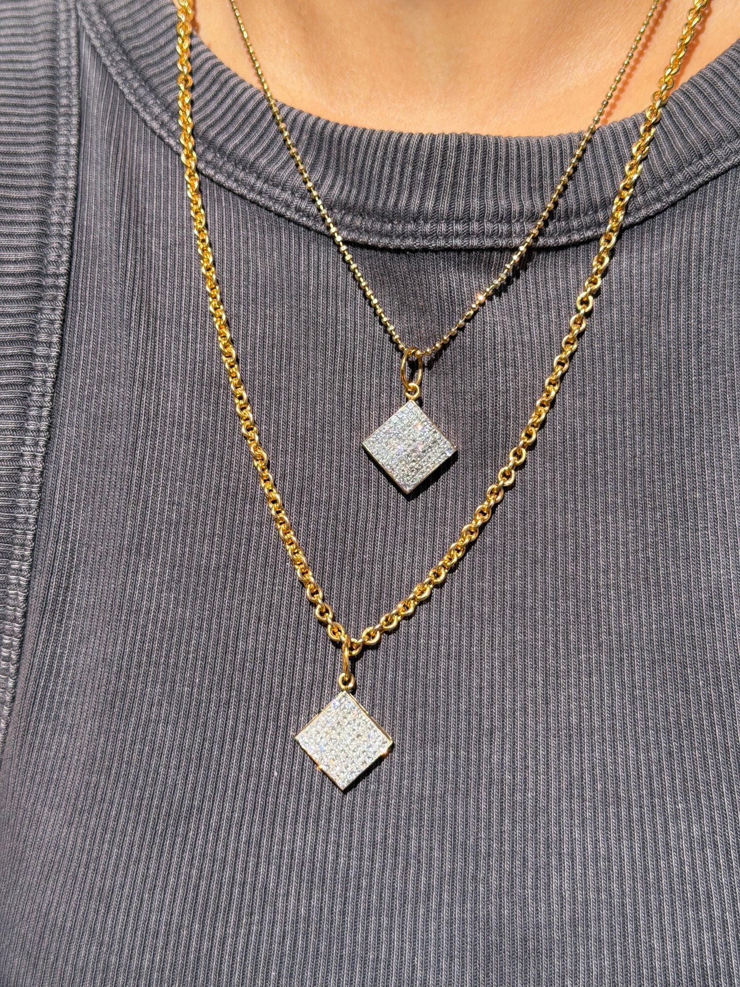 14k Large invisible set diamond charms