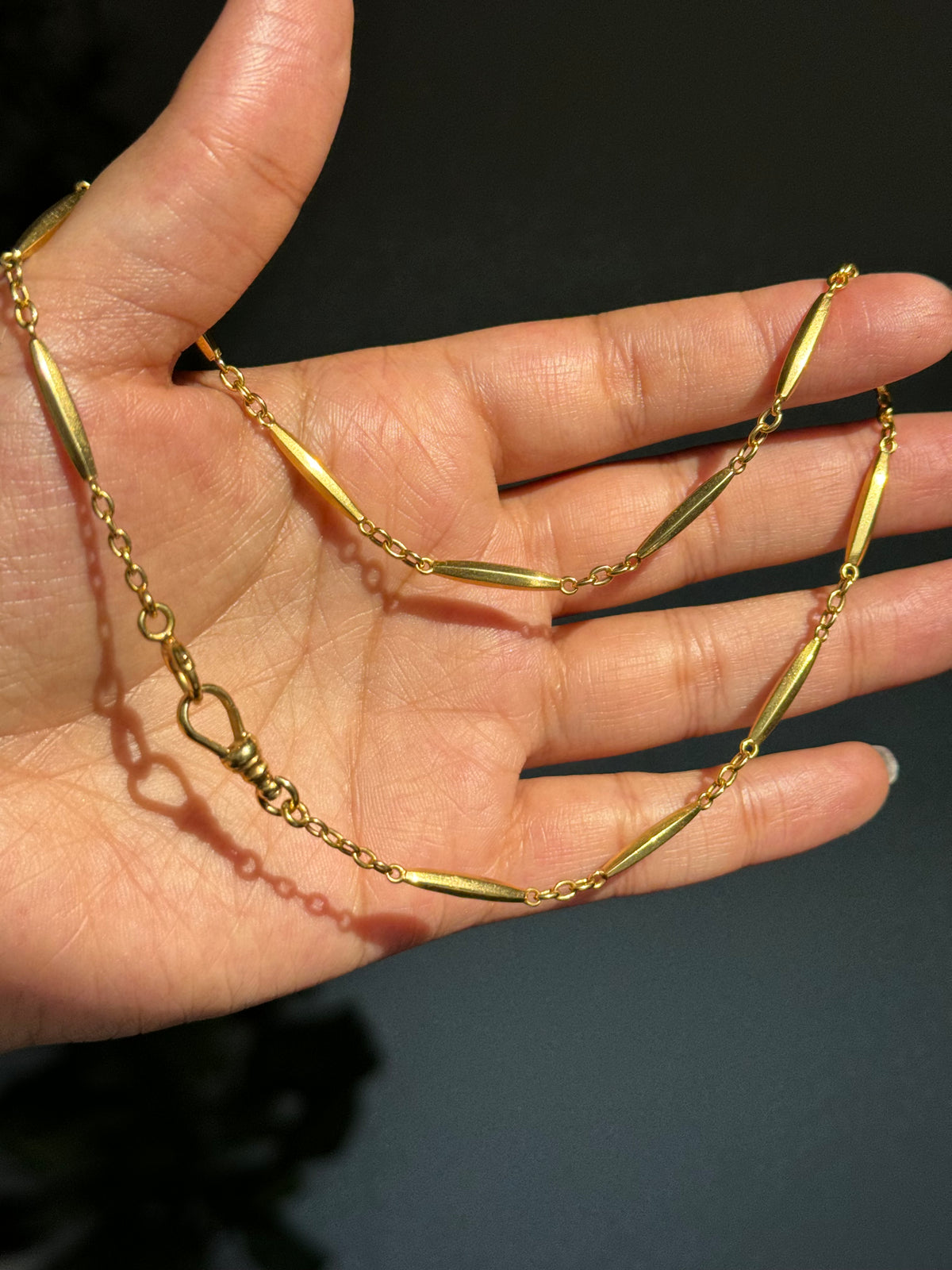 Vintage / Antique 14k solid bar link watch chain