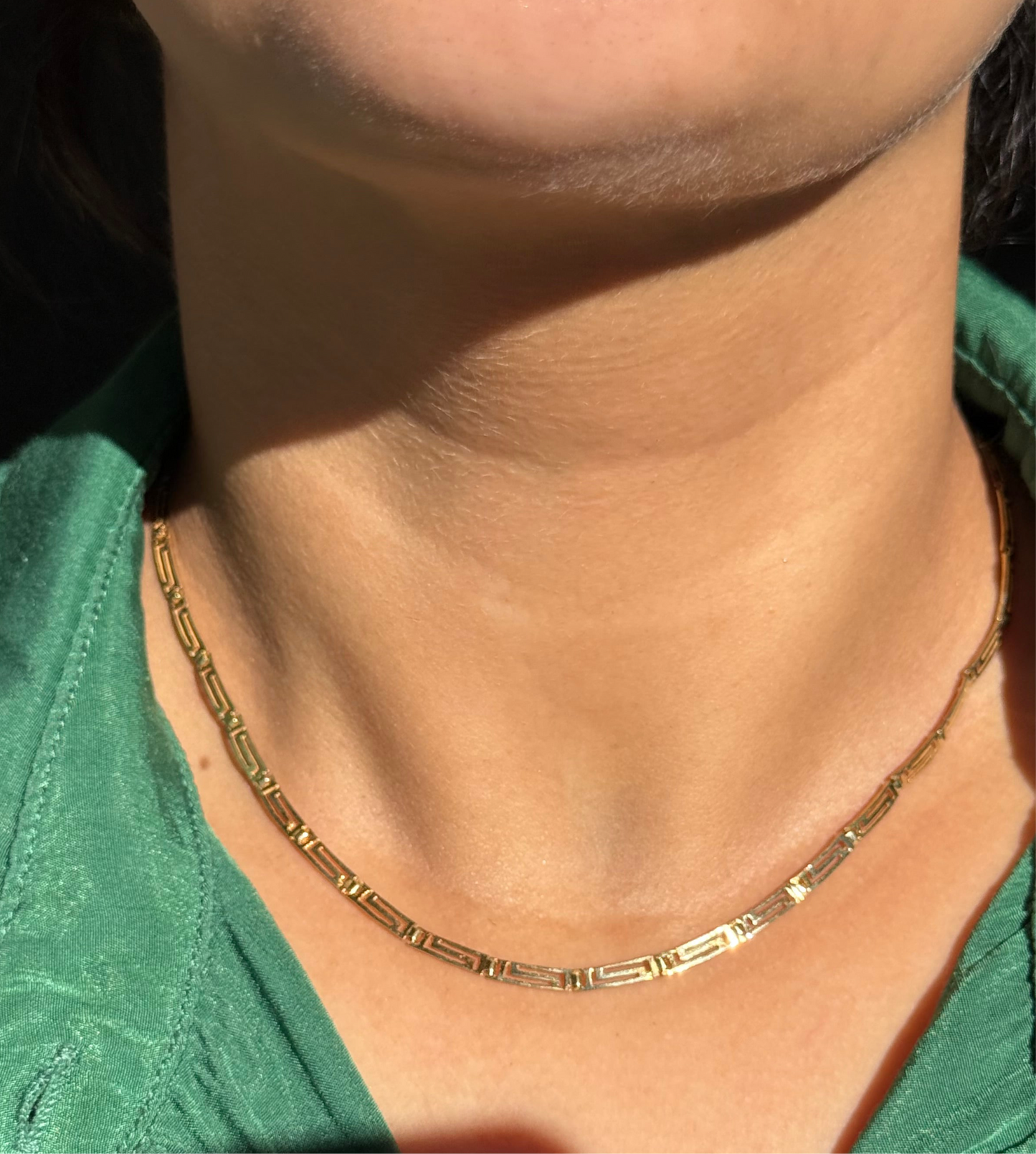Vintage  14k Greekkey scalloped necklace 🏺