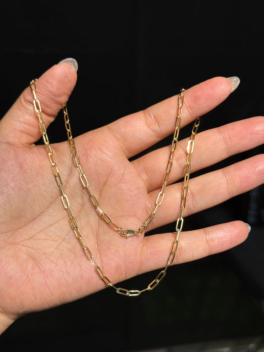 14k yellow gold paper clip chain