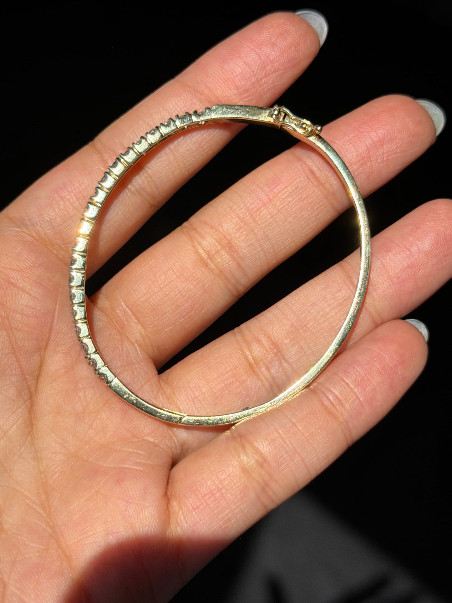 14k 2ct diamond hinged bracelet