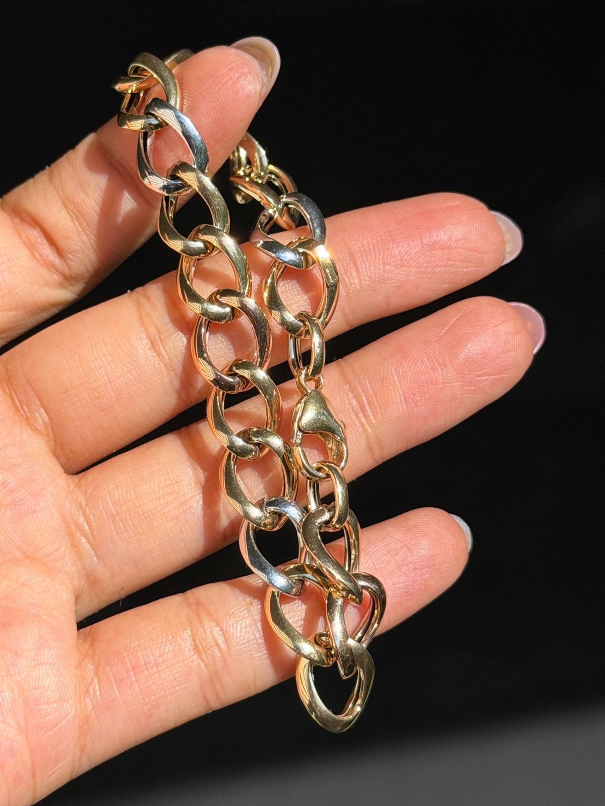 14k Italian tri tone open curb bracelet