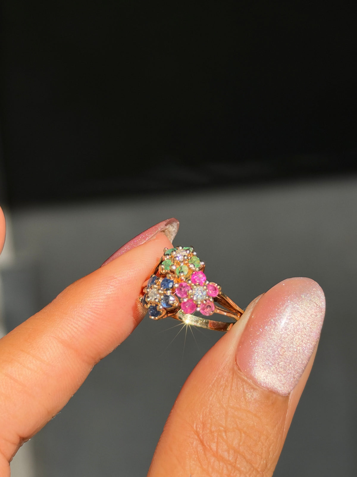 14kFlower cluster ring