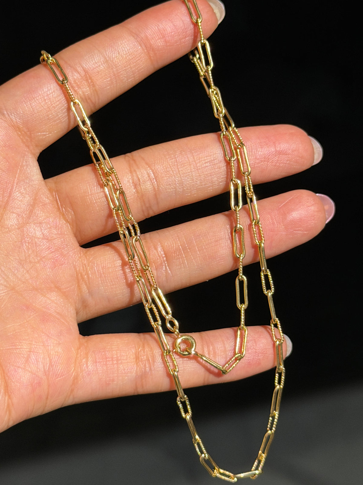 18k solid paper clip chain