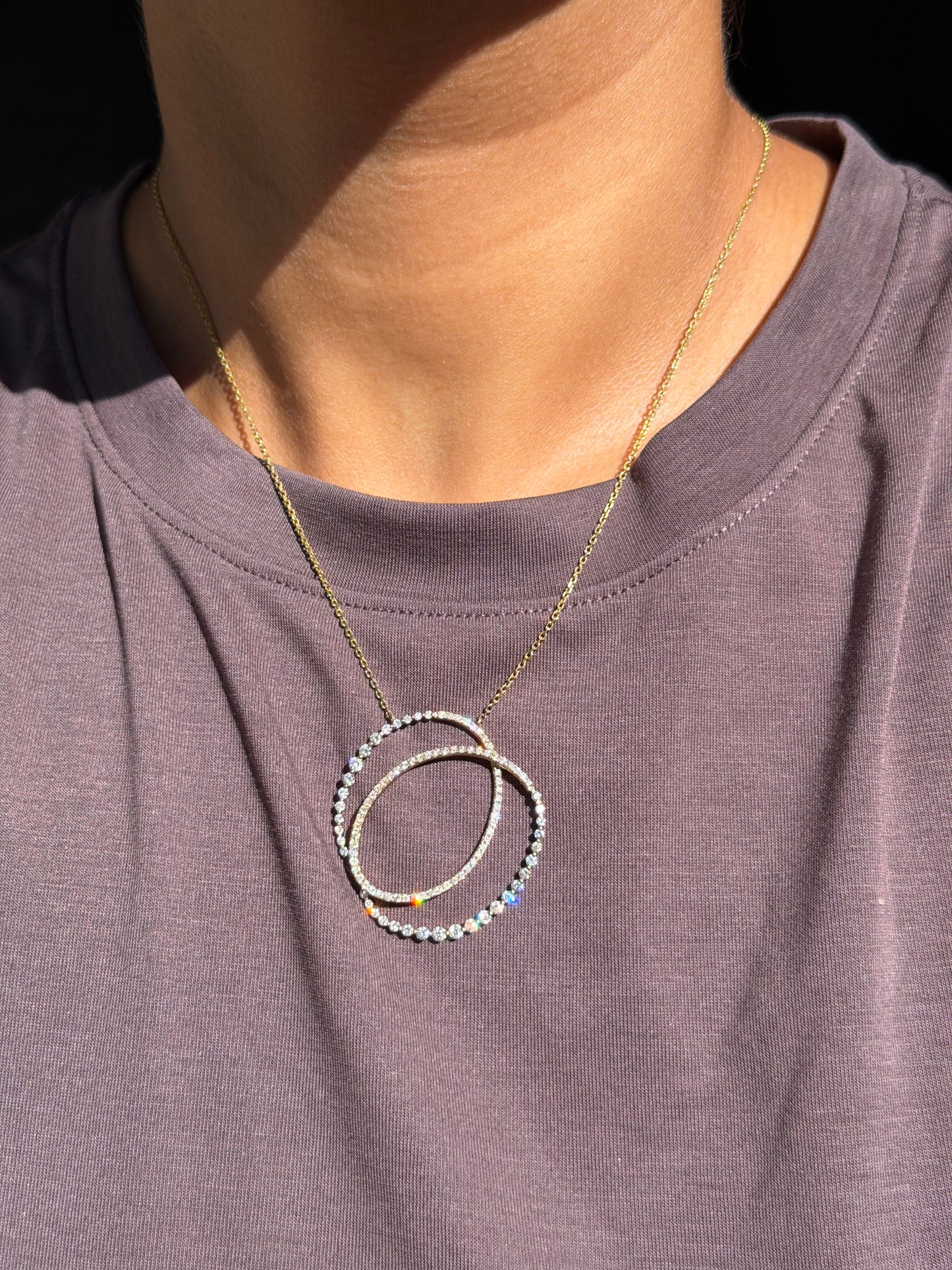 14k 1.50ct diamond interlocking double oval necklace 💎