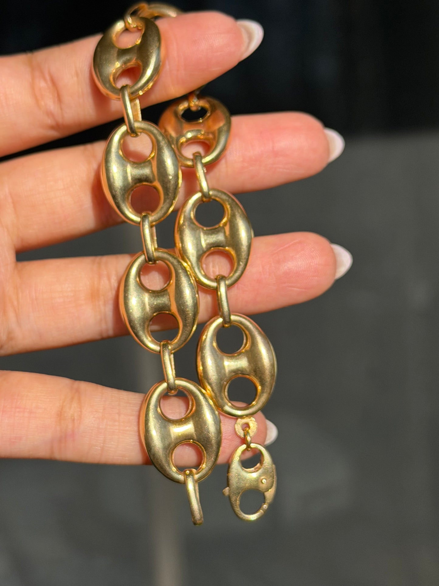 14k puffy mariner link bracelet