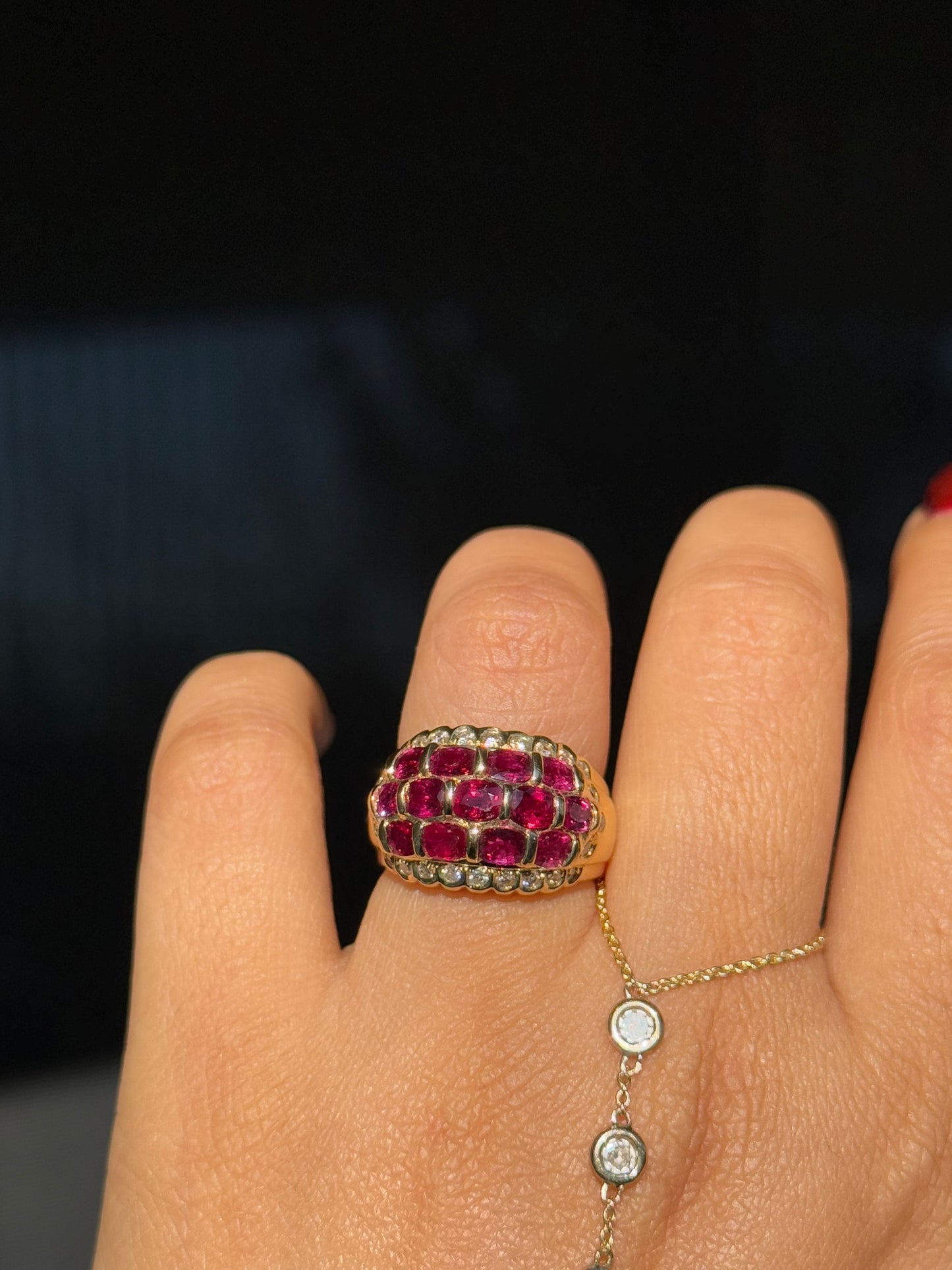 18k Chunky Mega Rubies and diamonds Ring