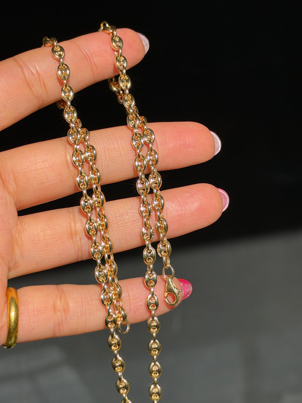 18k yellow gold puffy mariner chain