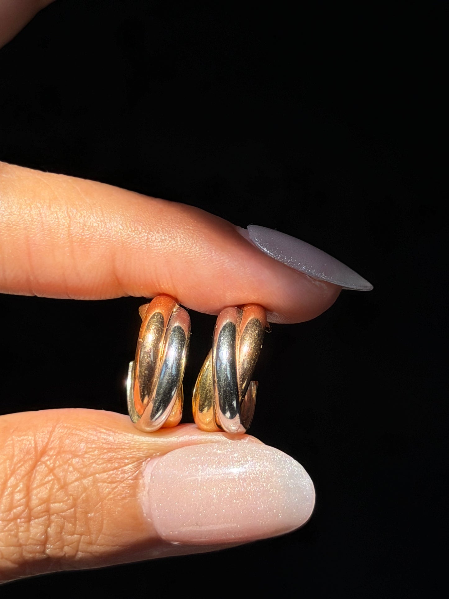 18k Tri tone earrings