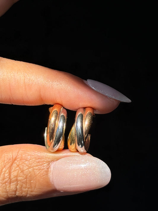 18k Tri tone earrings