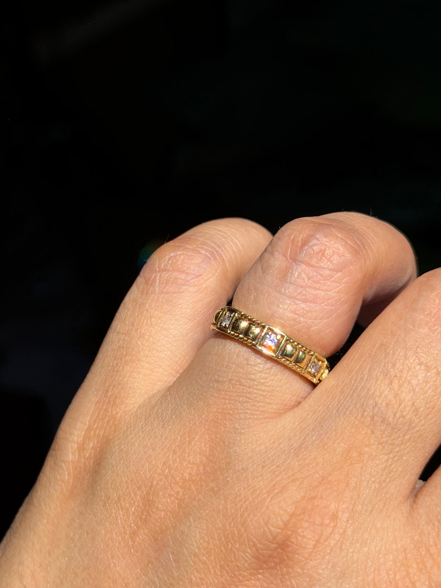 18k textured diamond eternity band