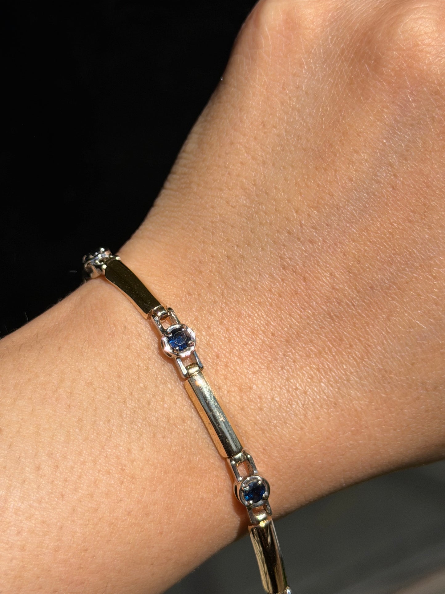 14k sapphire bar link bracelet