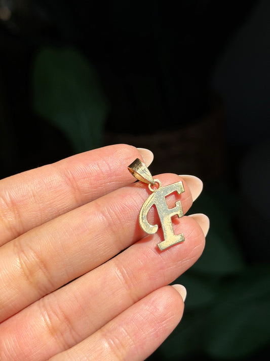 18k solid F pendant