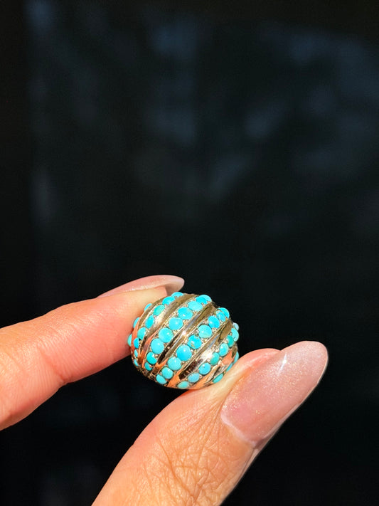 14k Chunky Turquoise Dome Ring