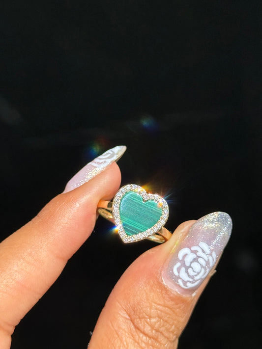 14k Malachite and Diamond Ring By EFFY
