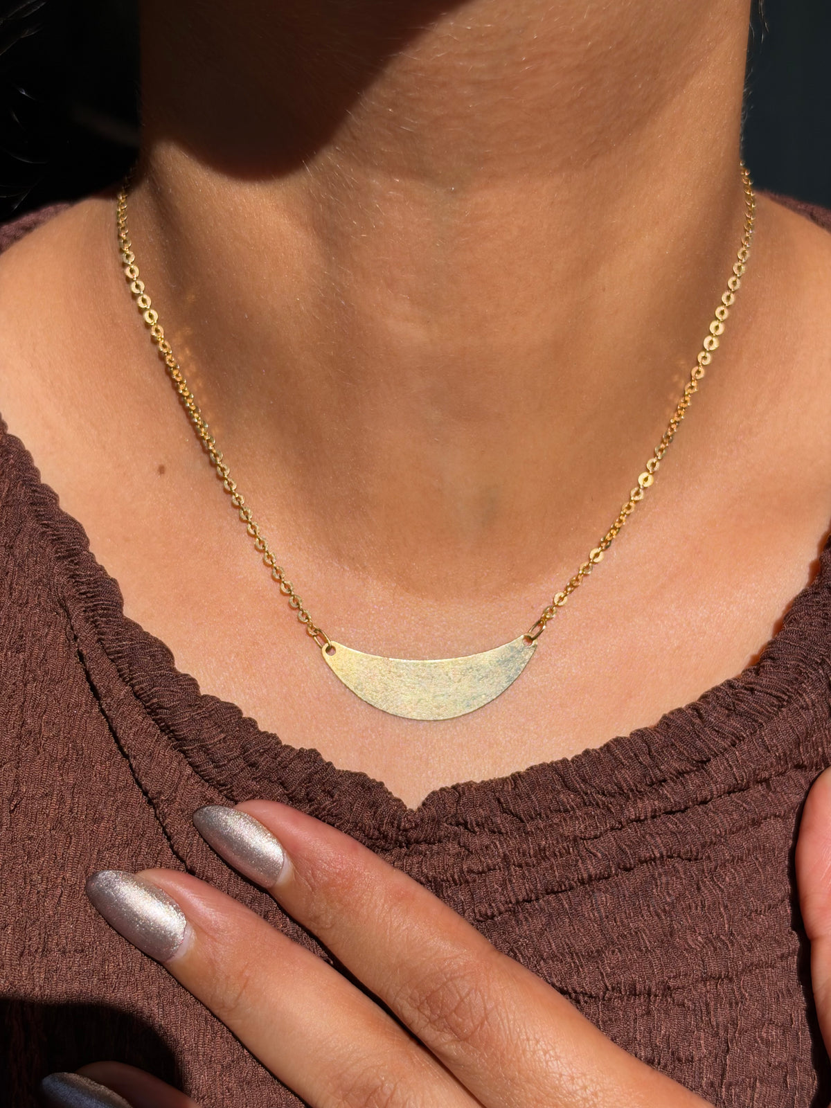 18k crescent ID necklace