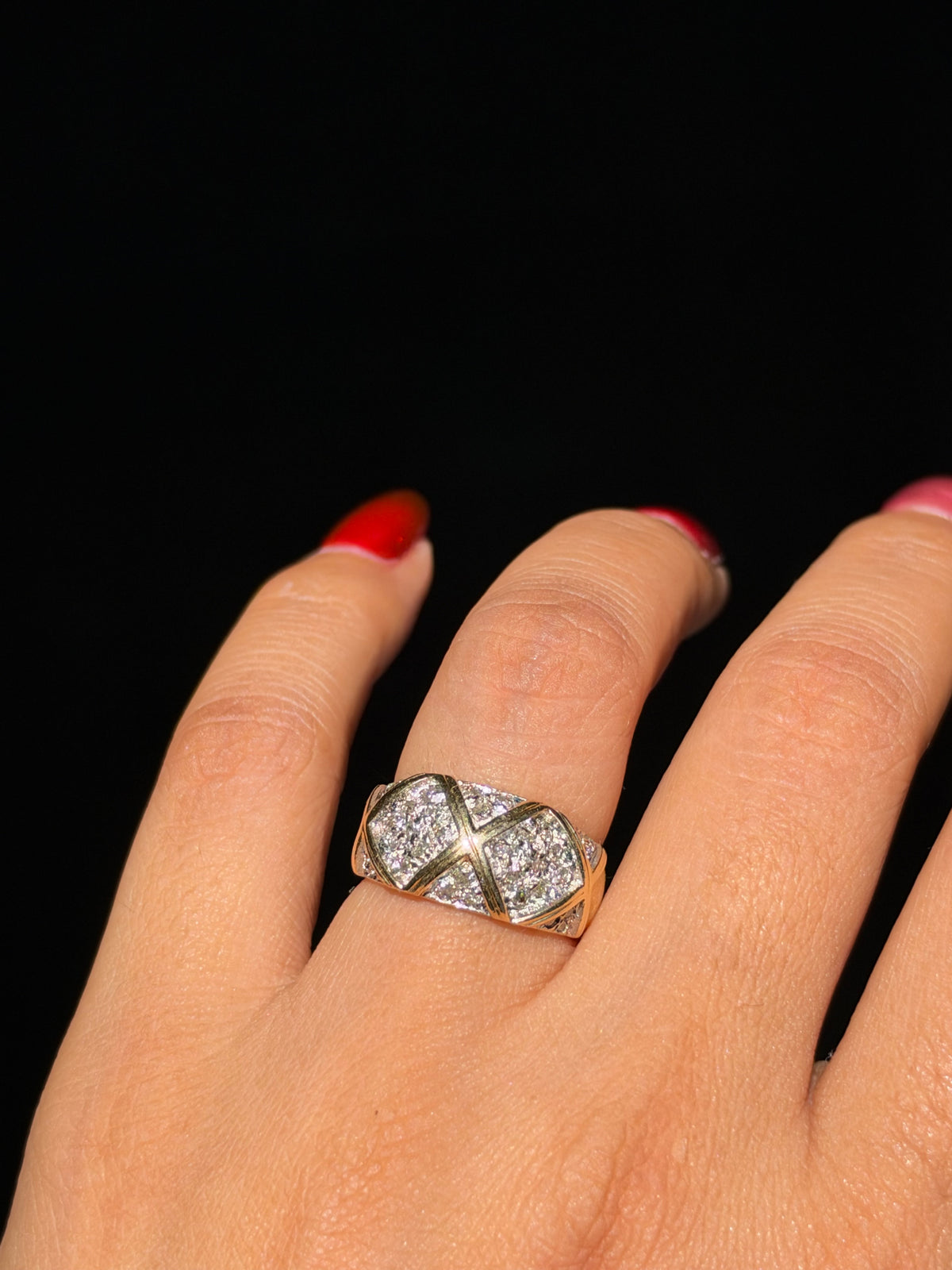 14k pave diamond dome ring