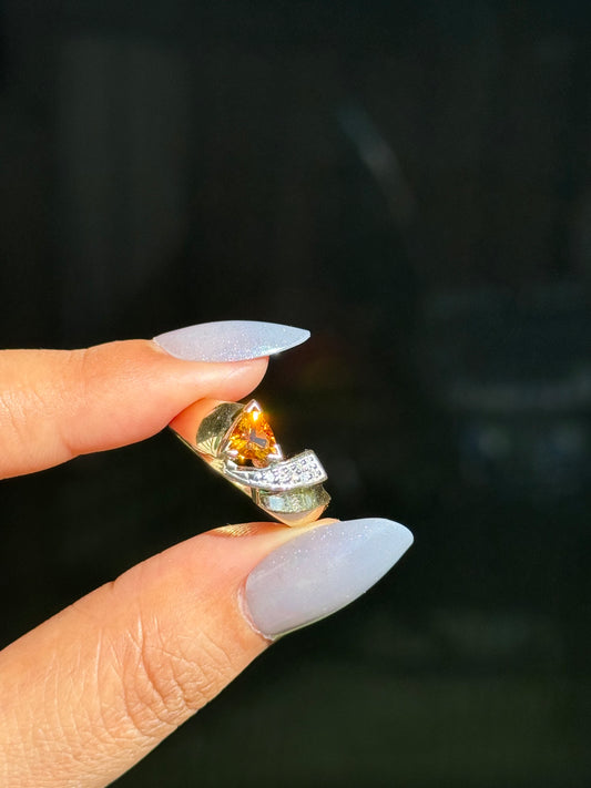 14k chunky citrine and diamond accents