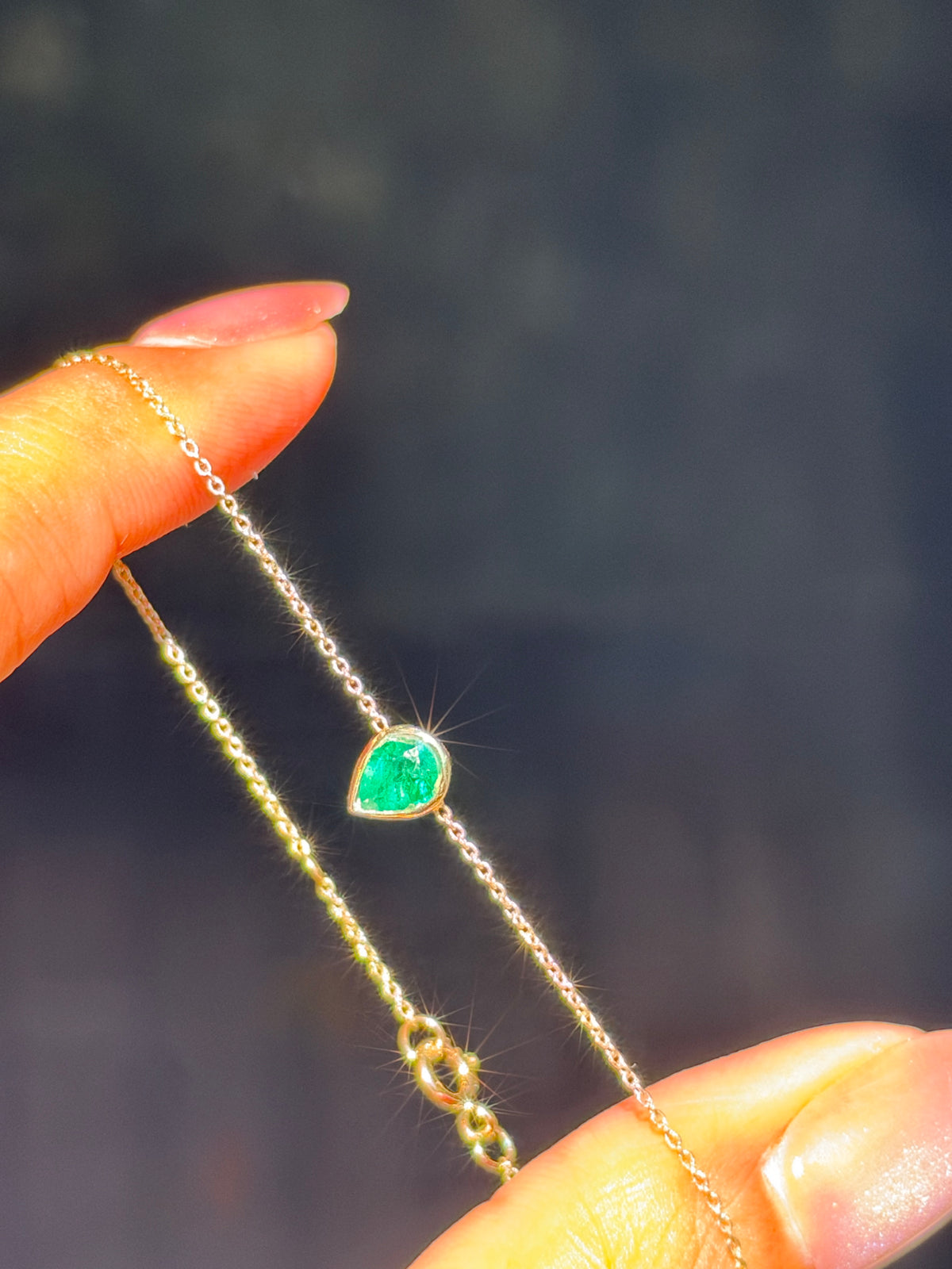 14k emerald pear bracelet