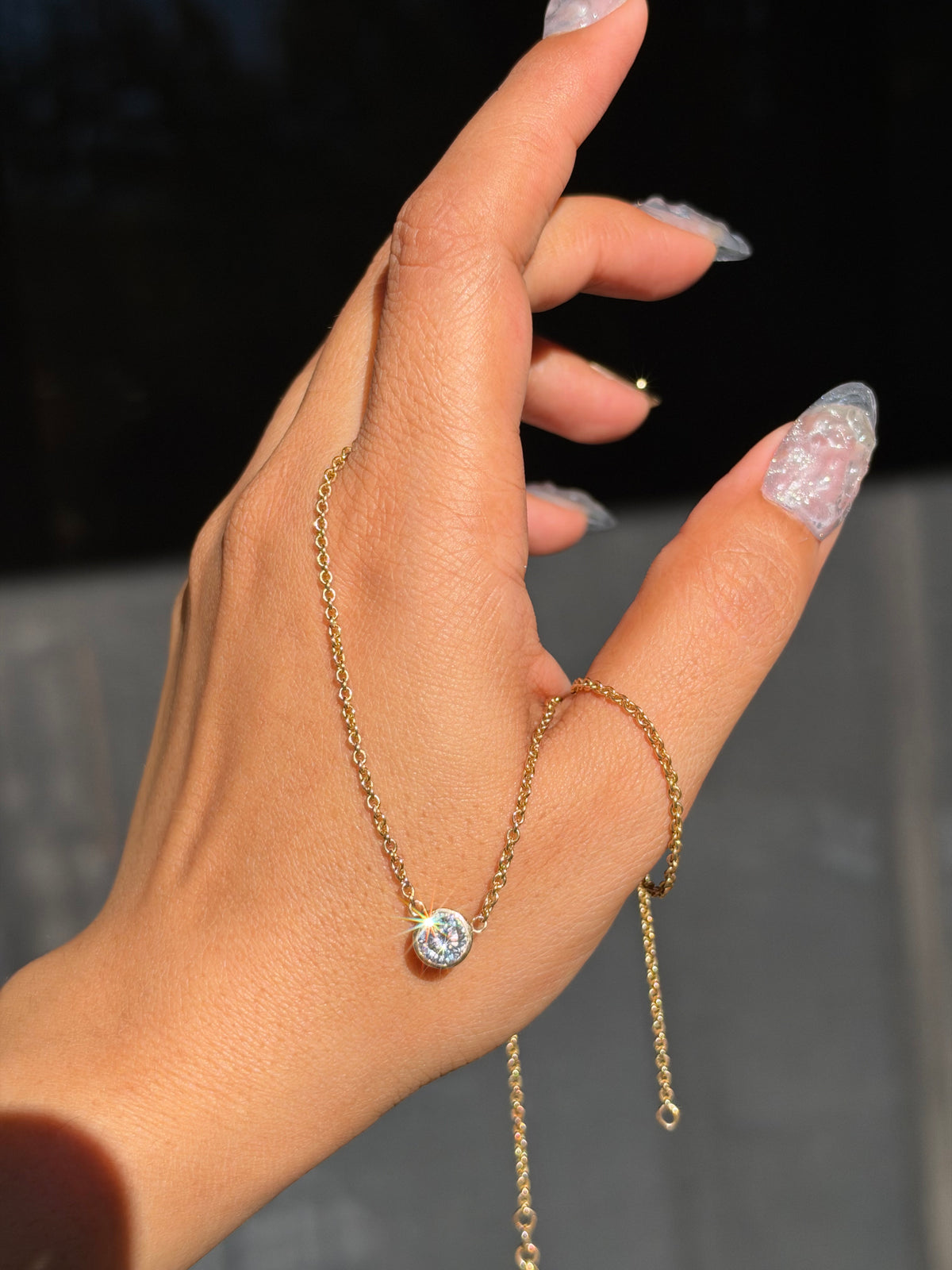 14k 1.5ct moissanite solitaire necklace